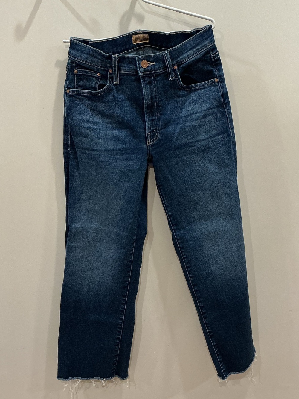 MOTHER Dark Blue Cropped Straight Jeans